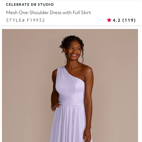 David’s Bridal Mesh One-Shoulder Dress with Full Skirt Iris color Size 0 - Picture 7 of 10